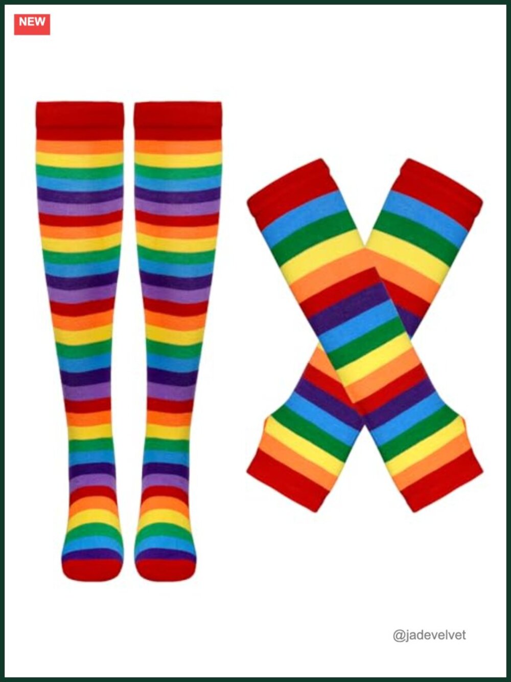 Womens Over Knee High Socks & Fingerless Gloves Set Polyester